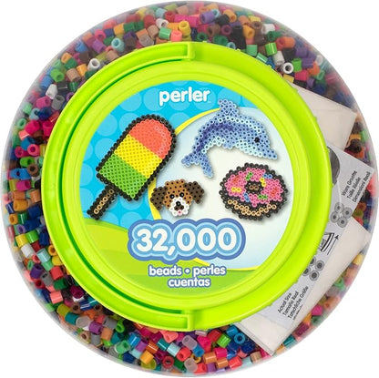 Perler Fuse Bead Craft Kit with Ironing Paper, Storage Container, and Instructions, Multicolor 32002 Piece, Small