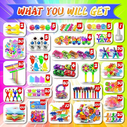 1000+Party Favors for Kids Fidget Toys Pack Bulk Prize Box Treasure Box Goodie Bag Pinata Stuffers Carnival Prizes Classroom Rewards Fillers for Kids