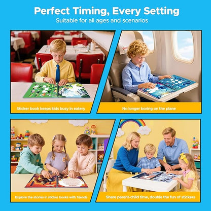 2PCS Paint by Number Sticker Book Travel Activities for Kids Ages 4-10, Road Trip and Airplane Toys for Long Car Rides, Birthday Present, Preschool Classroom Party Gifts