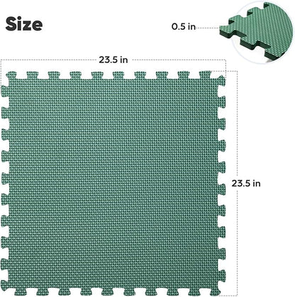 Home Gym Mat, Puzzle Exercise Mat, EVA Interlocking Foam Floor Tiles for Home Workout Equipment and Kids' Play Areas - Blue, 24 in x 24 in x ½ in - (Green, 12 Pack (48 SQ FT))
