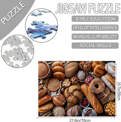 Tucocoo 1000 Piece Jigsaw Puzzles for Adults Variety of Bread Painting Jigsaw Puzzle Delicious Food Art 1000 Pieces Puzzles for Challenging Family Activity Game Colorful DIY Craft Puzzle Wall Decor