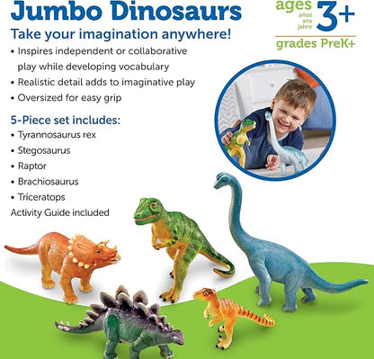 Learning Resources Jumbo Dinosaurs - Toddler Outdoor Toys, Animal Figurines, Montessori, Fine Motor Skills, Imaginative Play, Gits for Boys and Girls, Preschool Counting, Triceratops