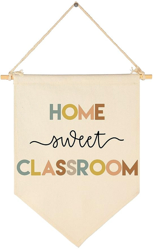 Home Sweet Classroom-Classroom Decor-Teacher Appreciation Gift-Teacher's Day Gift-Door Sign-Canvas Hanging Pennant Flag Banner Wall Poster Decor Present