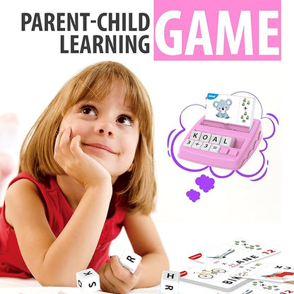 Matching Letter Games,Learning Educational Toys 2 in 1, Numerical Equality Games,Alphabet Spelling Reading Flash Cards,Early Education Gift Toys for 3,4,5,6,7 Year Olds (Pink)