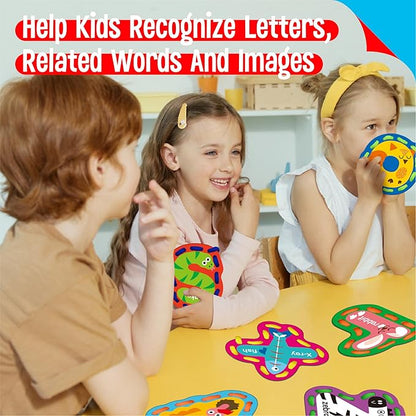 26PCS Alphabet Lacing Cards, Lowercase Letters Sewing Kit with 26 Double-Sided Cards and 26 Colorful Laces Alphabet Learning Toy Motor Skills Art Crafts for Toddlers, Kids, Students