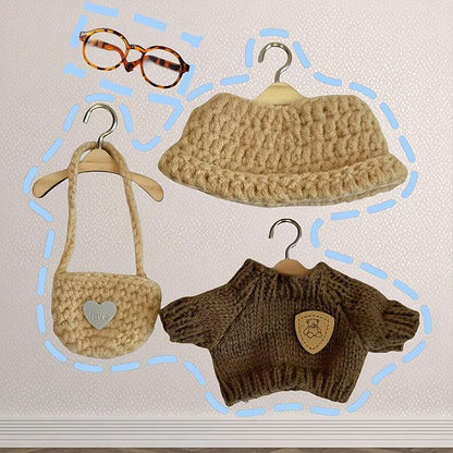 Clothes Set for 15cm/17cm Doll(NO Doll) , Handcrafted Crochet Set Hat & Sweater, Stylish Premium Outfit with Accessories, Cute for Dress up Unique Style