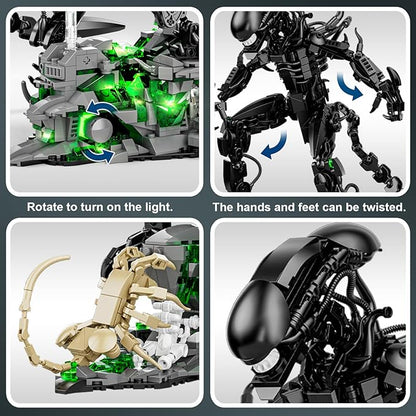 Xenomorph Action Figure Building Set Compatible with Lego Set for Adult Horror Gifts for Fans Birthday Christmas for Boys Girls Age 8-958 Pcs