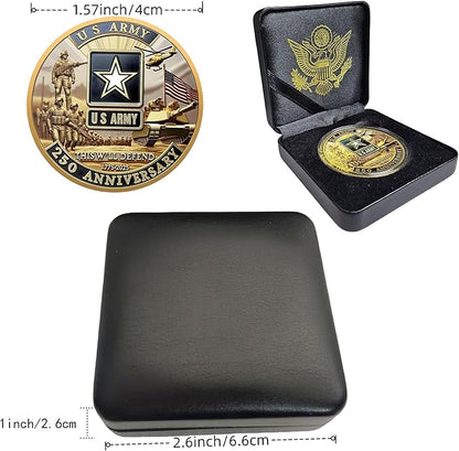 Army 250th Anniversary Coin – Navy 250th Anniversary Coin – Army Challenge Coin – USMC 250th Commemorative Double-Sided Marine Corps Challenge Coin with Metal Gift Box – 1.57" Display