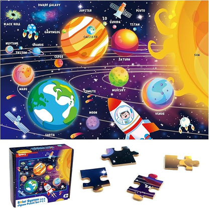 SYNARRY 100 Piece Puzzles for Kids, Space Puzzle for Kids Ages 4-8 Solar System Puzzle, 100 Pieces Puzzles for 3 4 5 6 7 8 Year Olds Boys Girls Childrens, Planets with Names
