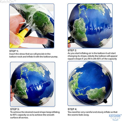 KatchOn Globe and Galaxy Balloons - 22 Inch, Pack of 6 | Earth Day Decorations | World, Planet Balloons for Travel Themed Party Decorations