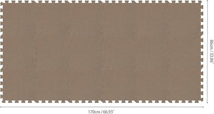 qqpp EVA Rubber 18 Tiles Interlocking Puzzle Foam Floor Mats - Baby Play Mat for Playing | Exercise Mat for Home Workout. Brown. QC-Fb18N