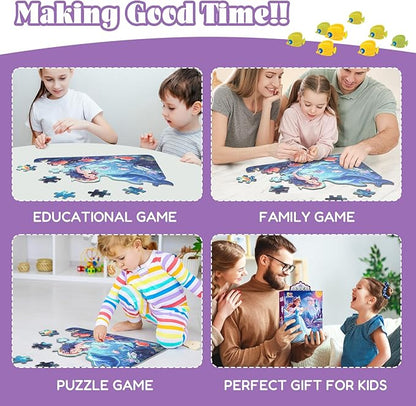 Princess Floor Puzzles for Kids Ages 4-6, 47 Pieces Pretty Princess & Sea Jigsaw Puzzles for Kids Girls Ages 3-5, Learning Educational Floor Puzzles Toys Great Gifts