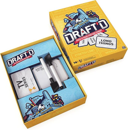 Spin Master Games, Draft’d, Competitive Drafting Party Game with Hilarious Prompts for College Nights, Football Watch Parties, Happy Hour Activity, for Teens & Adults, 3-5 Players, for Ages 14 & Up