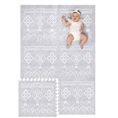 Lillefolk Baby Play Mat for Floor – 4x6ft Gray | Soft Non Toxic Premium EVA Foam Tiles for Tummy Time, Crawling & Playroom – Waterproof Interlocking Floor Mat for Babies & Toddlers (6 Tiles)