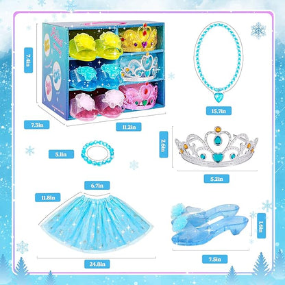 Meland Princess Dress Up for Girls - Dress Up Clothes with Shoes & Skirts, Princess Toys for Toddler Girl 3,4,5,6 Years