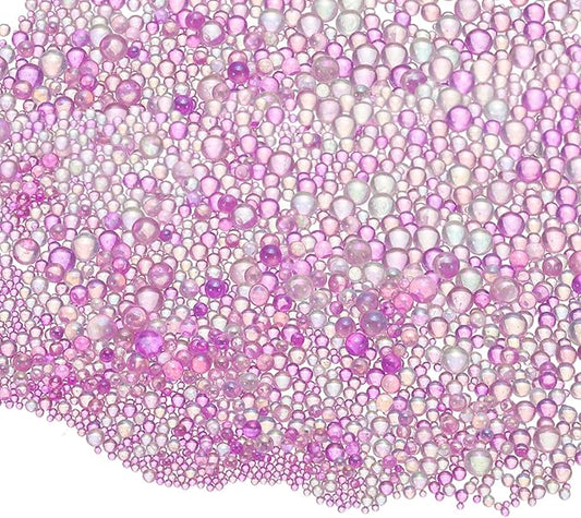Iridescent Glass Tiny Bubble Beads, 0.4-3mm 10g No Hole Micro Mini Round Purple Water Droplets Beads - Applications: for Resin Filler, Nail Art, Dollhouse Bath Tub