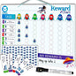 QUOKKA Magnetic Behavior Chore Chart for Kids at Home - Blue Reward Visual Schedule Chart - Dry and Erase Routine and Responsibility - Use 99 Magnets Markers Stickers - from Toddlers to Teens