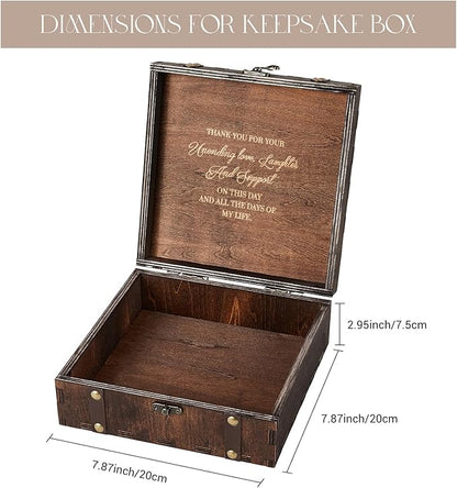 AW BRIDAL Keepsake Box Wood Memory Box with Lid Birthday Gifts for Women Grandma Gifts Thank You Gifts for Women Bride Gifts for Women