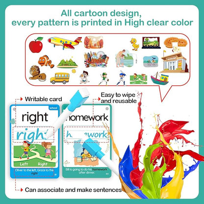 WJPC 275 Cards, 530PCS High Frequency Sight Words Flash Cards with Pictures, Sentences, for (Pre-Kindergarten, 1st, 2nd, 3rd 4th Grade, 4,5,6,7,8,9,10,11 Years Ages Kids Preschool, Homeschool