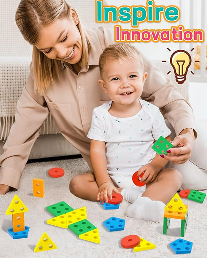 Montessori Toys for 1 2 3 Year Old Boys Girls Gifts, Wooden Shape Sorter Toys for Ages 2-4, Toddler Learning Toy Puzzles Birthday Gift Ages 1-3