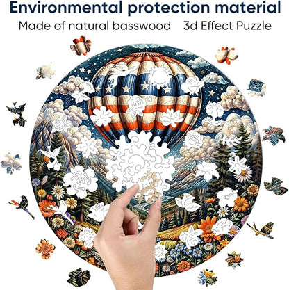 Wooden Puzzles 500 Piece, Hot Air Balloon Jigsaw Puzzles, Medium Unique Shape Animal Adult Puzzles, Irregular Best Gift for Adults and Kids Family Game (15.8x18.1 in)