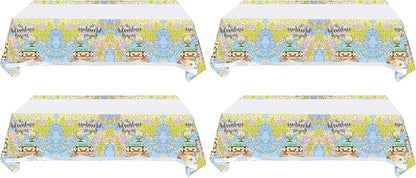 2 Pcs Adventure World Awaits Tablecloth, The Adventure Begin Birthday Party Supplies Decorations–Adventure Party Table Cover (70.9" x 42.5") (Pack of 2)
