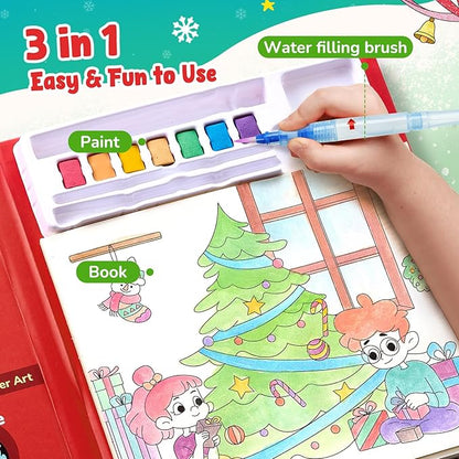 JoyCat Paint with Water Coloring Books, Art & Craft Activity, No Mess Art for Kids Ages 4-8, Craft Kits & Supplies, DIY Creative Activity, Presents for Girls & Boys (Christmas)