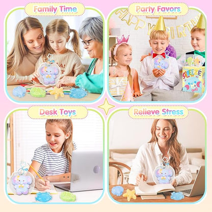 Squishies Toys Set 5PCS, Squeeze Toys Soft Elephant Starfish Seashell Crab Sensory Fidget Toys for Stress Anxiety Relief, Sticky Toys Party Favors Birthday for Boys and Girls