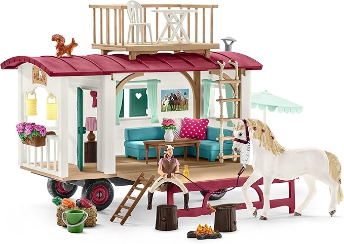 Schleich Horse Club, Horse Gifts for Girls and Boys, Camper for Secret Club Meetings Horse Set with Toy Horse Figurine, 43 Pieces, Ages 5+