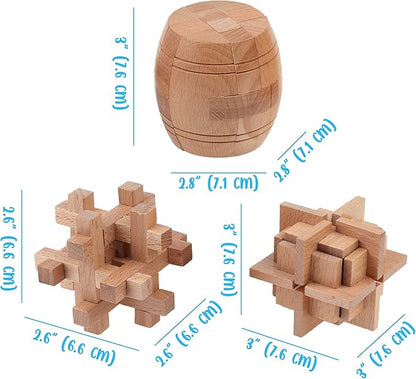 Sharp Brain Zone Wooden Brain Teaser Puzzles for Adults & Kids (Barrel Wooden Brain Teaser)