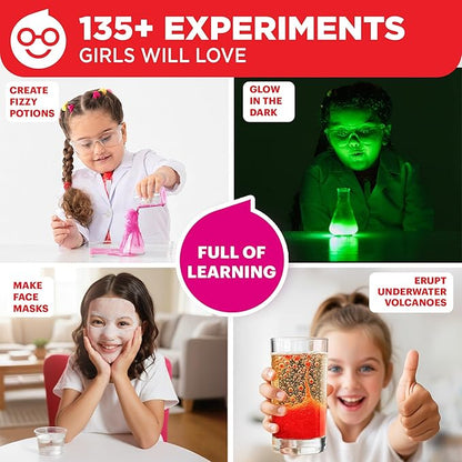 Doctor Jupiter Girls' Science Kit for Kids Ages 8-10-12-14 | Birthday Gift Ideas for 8,9,10+ Year Old Girls | Chemistry Set, STEM Toy Kit with 135+ Experiments | Learning & Educational Projects