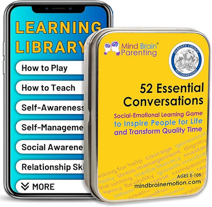 Mind Brain Emotion 52 Essential Conversations for Home, Therapy, Speech, School Classroom - Conversation Cards for Kids, Family, Teacher & Counselor to Build Growth Mindset & Communication Skills