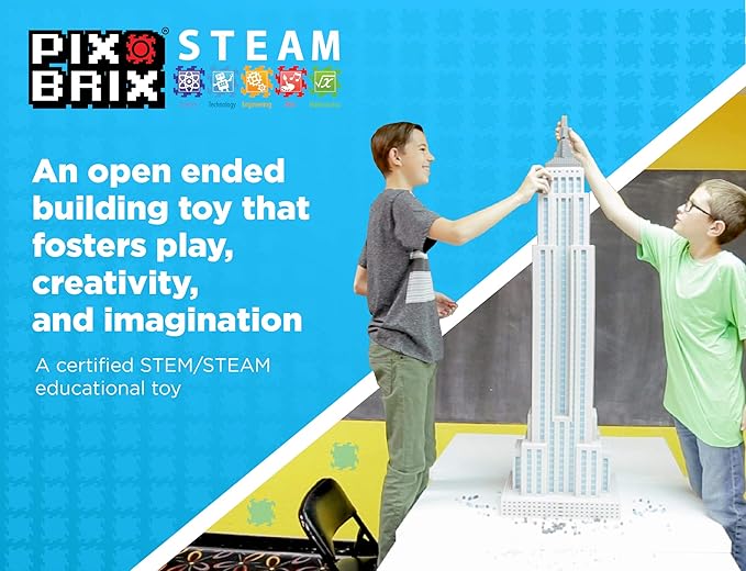Pix Brix Pixel Art kit Puzzle Bricks – 6,000 Piece Pixel Art Container, 12 Color Dark Palette – Interlocking Building Bricks, Create 2D and 3D Builds Without Water or Glue – Stem Toys, Ages 6 Plus