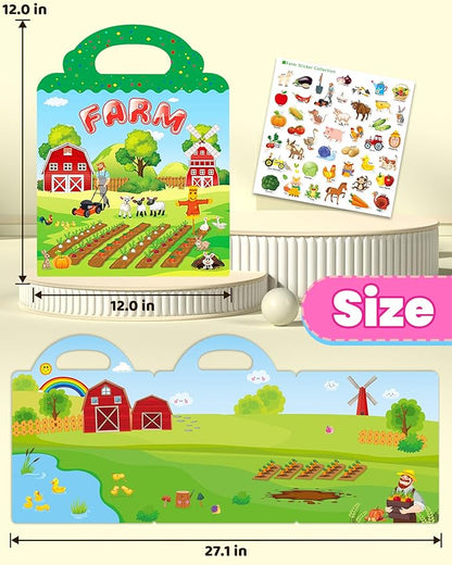 Reusable Sticker Book for Toddlers 2-4 Years, Stickers for Kids, Toddler Craft Activities, Toddler Travel Toys Ages 2+ Boy Girl Birthday Gifts