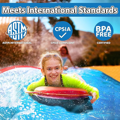 JAMBO 30FT x 8FT XXL MEGA Water Slide and 2 Bodyboard Updated Model– Extra Long Extra Wide Slip Splash and Slide for Kids, Heavy Duty Backyard Lawn Waterslide, Outdoor Water Toy, Splash Mat Splash Pad