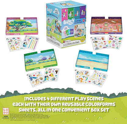 Colorforms Bluey Stickers Play Set Collection 4 Play Scenes with Repositionable Stickers, for Boys and Girls, Ages 3+