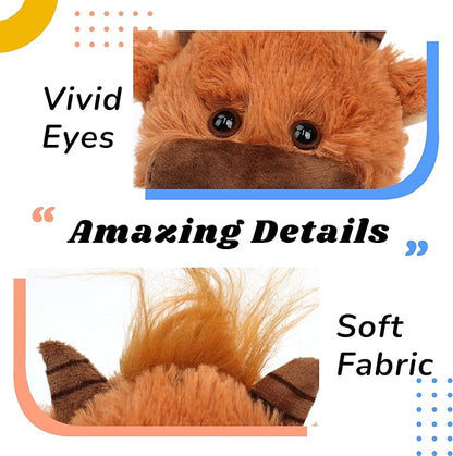 Hopearl Talking Highland Cow with Yellow Bib Repeats What You Say Walking Electric Interactive Animated Toy Speaking Plush Buddy Gifts for Toddlers, Brown, 9''