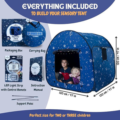 L’ARCHE Sensory Tent for Kids with LED Lights & Remote Blackout Pop-Up Calm Down for Autism, ADHD & SPD Indoor Sensory Room Play Tent Foldable & Portable (Space Theme, Big 47.2 inches)