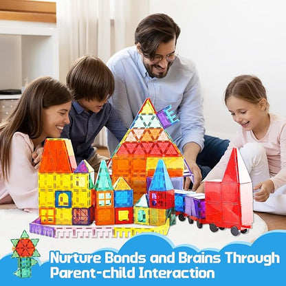 Magnetic Tiles - 100 Pieces Magnetic Blocks for Kids, Magnet Tiles Building Blocks Set, Construction STEM Magnet Toys Gift for Kids, Boys and Girls 3 4 5 6 7 8+ Year Old
