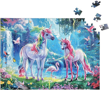 200 Pieces Jigsaw Puzzles for Adults and Teens and Kids Family Happy Games Princess Unicorns World for Girls (Unicorns' Rainbow Play)