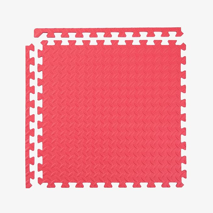 IncStores 1/2 Inch Thick Diamond Soft Foam Flooring Tiles | High-Density Interlocking Foam Tiles for Rugged Style in Your Home Gym, Playroom, and More | Red, 36 Tiles