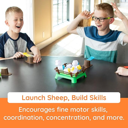 Fat Brain Toys Heap-O-Sheep Game, Family Board Games for Kids and Adults, Game of Catapulting Sheep, 6 to Adult, 2 to 4 Players