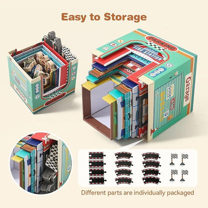 Youuys Sorting and Stacking Toys for Toddlers with Nesting Garages & Race Track & Wooden Cars & Community Helpers, Montessori Nesting Boxes for 1-3 Preschool Learning for 1 2 3 Boys Girls Gift