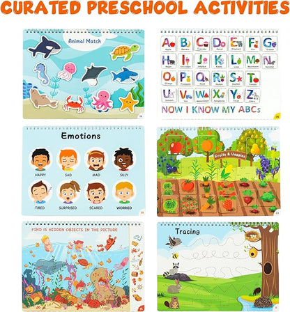 BenBen Busy Book for Toddlers, 30 Pages, Pre-Assembled, Preschool Learning Activities, Montessori Toys for Ages 3 and Up, Autism Sensory Toys, Kids Educational Activity Book, Birthday Gift