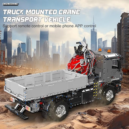 Mould King 19016 Truck Mounted Crane Building Set, APP/Remote Engineering Truck Construction Kit, City Mobile Crane Model Sets to Build for Age 14+/Adults Collections Enthusiasts (3767+ Pieces)