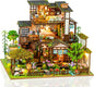 Miniature House Kit, Book Nook, 3D Wooden Puzzle, DIY Miniature Kit, Dollhouse Kit, Mini House Building Kit, Doll House Kits for Adults Teen to Build (Spring Courtyard)