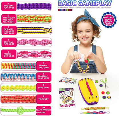 Friendship Bracelet Making Kit Toys, Ages 7 8 9 10 11 12 Year Old Girls Gifts Ideas, Birthday Present for Teen Girl, Arts and Crafts String Maker Tool, Bracelet DIY, Kids Travel Activity Set