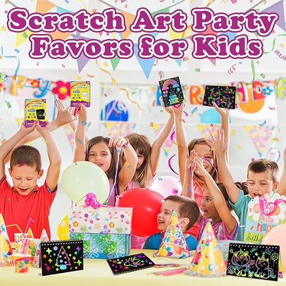 Scratch Art for Kids: 32 Pack Rainbow Scratch Paper Party Favors - Art Crafts Notebook Suitable for Birthday Gifts/School Crafts Kit/Classroom Prizes for Girls and Boys Aged 4-12