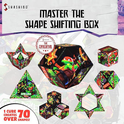 SHASHIBO Teenage Mutant Ninja Turtles Shape Shifting Box - STEM Magnetic Fidget Cube That Transforms Into Over 70 Shapes, Download Fun in Motion Toys Mobile App (Raphael)