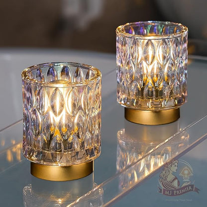 Battery Operated Table Lamps Timer, Mini Crystal Lamp for Area No Plug, Cordless Lamp with LED Bulb for Power Outage, Decorative Lamps for Tabletop/Corner/Entryway/Stairway/Bathroom/Fireplace (PEARL)